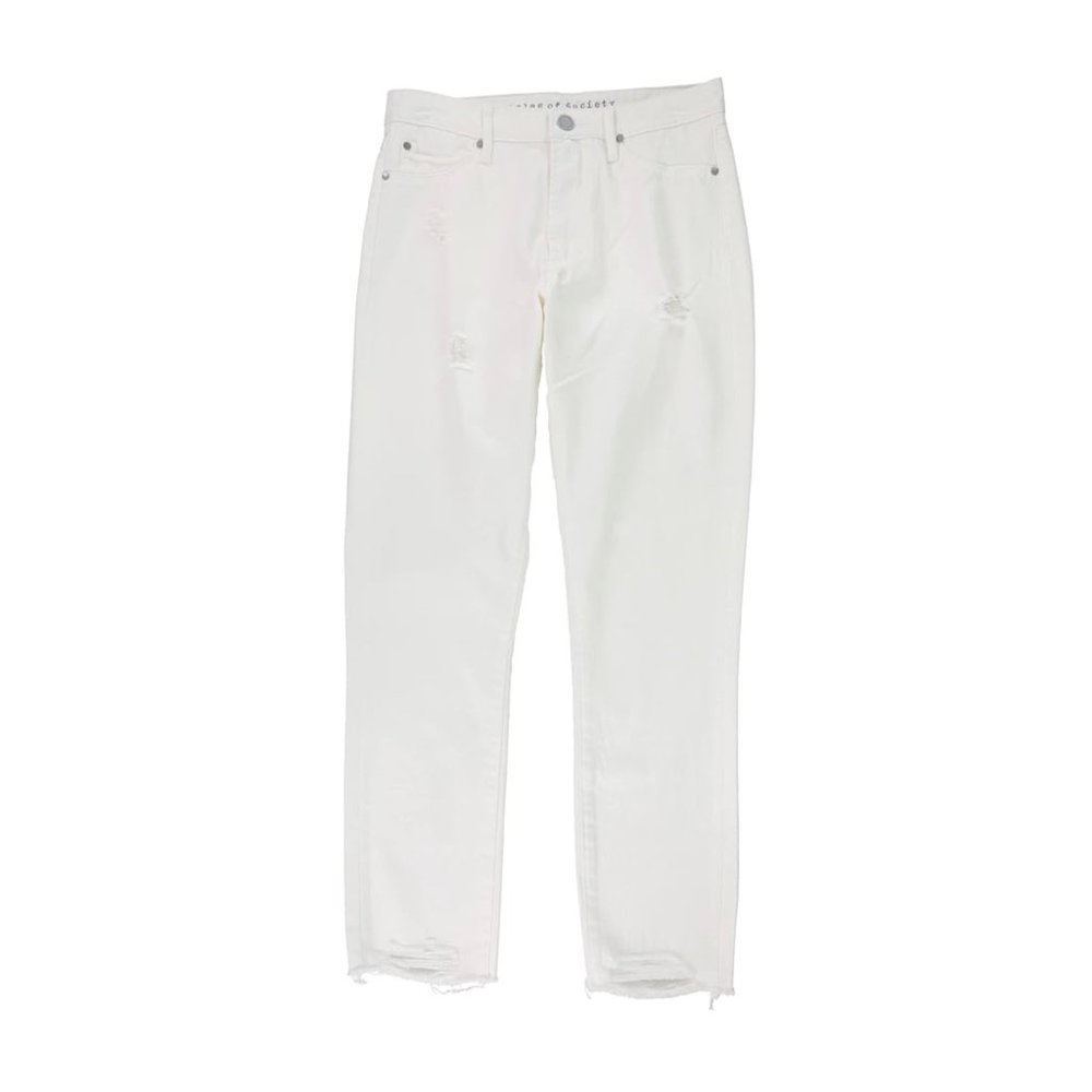 Articles of Society Jeans Rene High Rise Straight Leg Taper White Distressed 28”